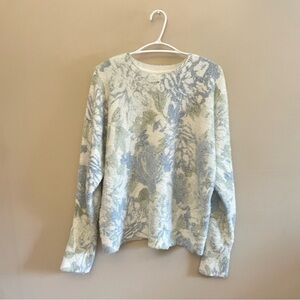 Joie Cream w Pastel Blue & Green Floral Dolman Sleeve Sweater